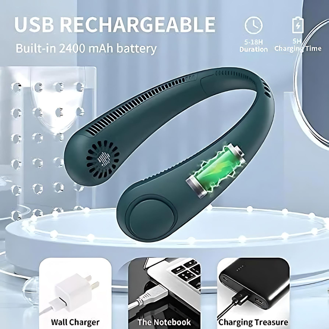QB™ Portable Bladeless Hanging Rechargeable Neck Fan