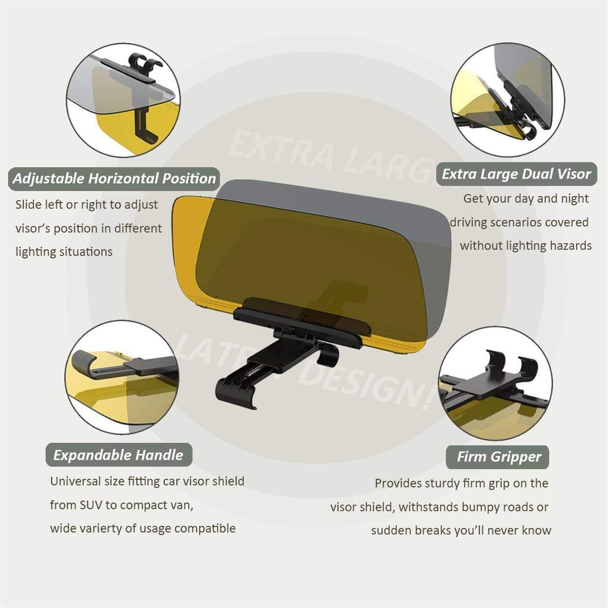 Sun Visor Anti-Glare Extension Shade For Car 2 In 1 Day And Night Shade Protector I Plastic Material I Clipped In Front Side New Arrival
