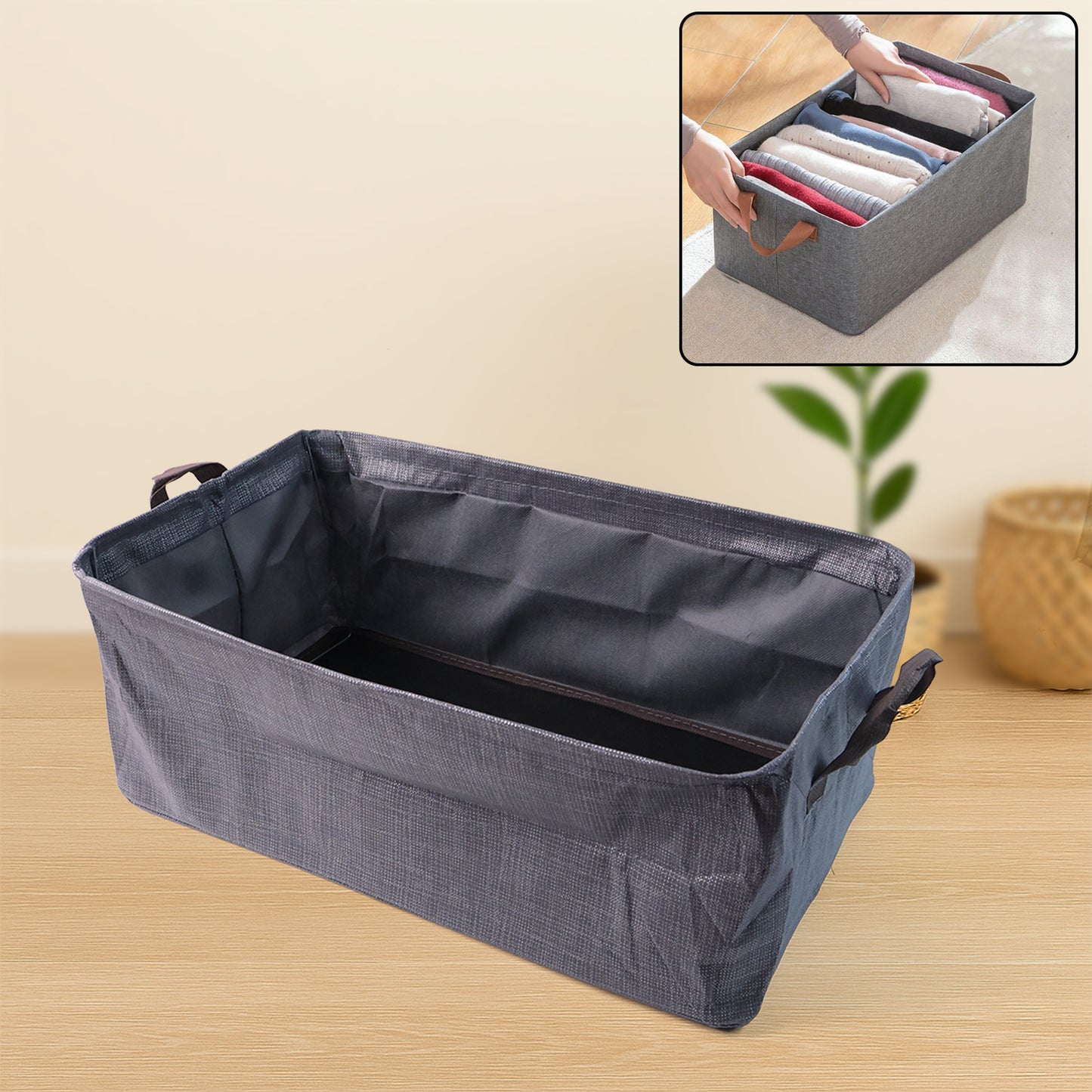 Foldable Cloth Storage Organizer Bag With Handles (46x27cm1pc)