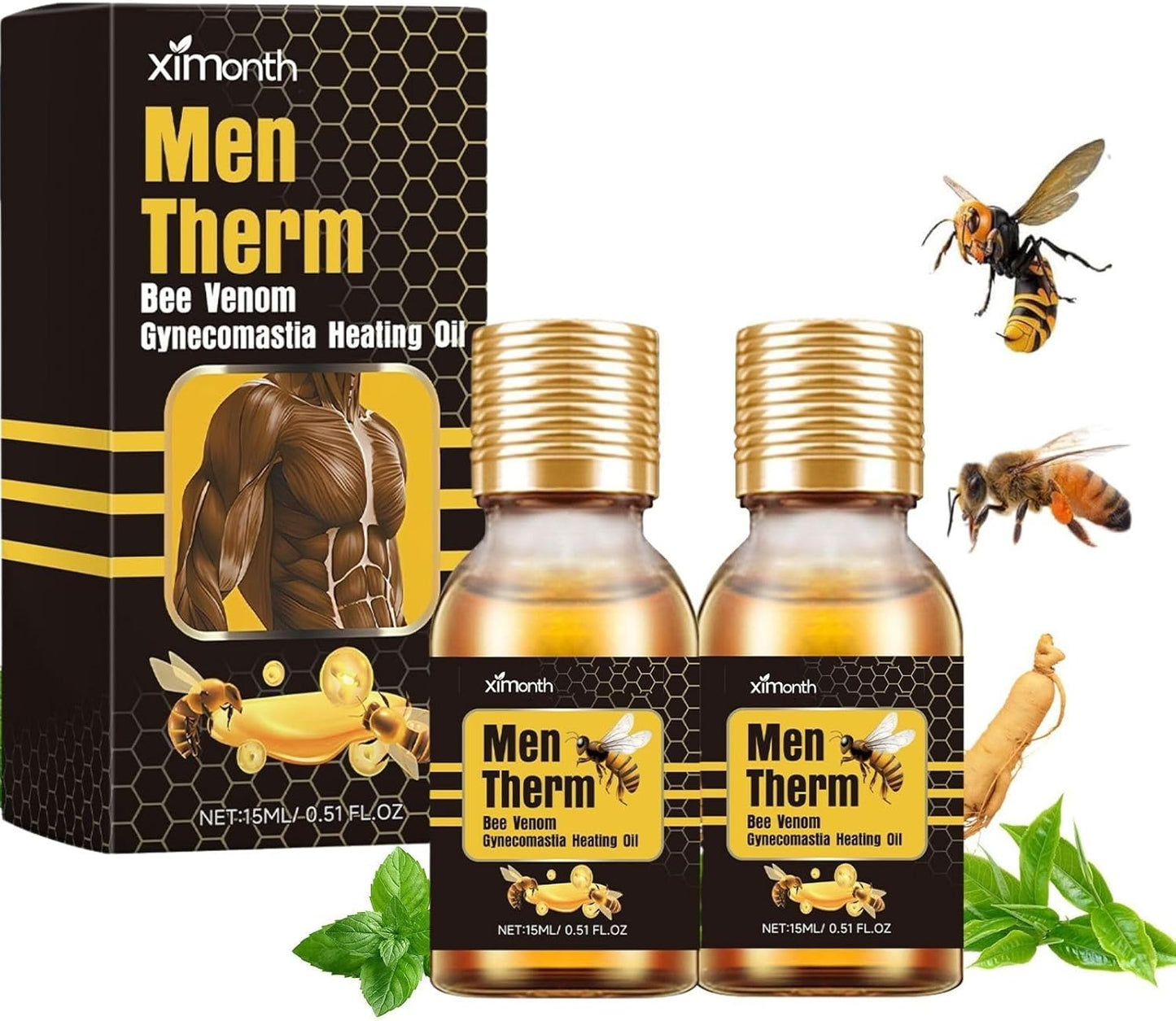 Men Therm Bee Venom Gynecomastia Heating Oil